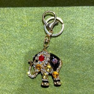 Elephant Gold and White Stones Keychain Christmas Gifts Charms Ornaments